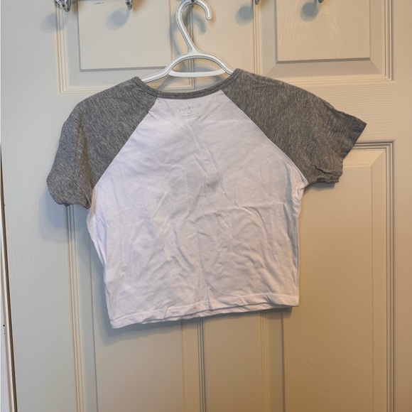 Bluenotes Gray and White Crop Top with Mushroom Design - Picture 2 of 4